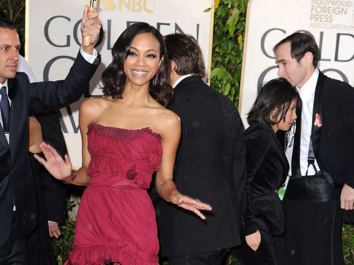 January 2010: Zoe Saldana arrived to the 67th Golden Globes Awards ceremony looking stylish.