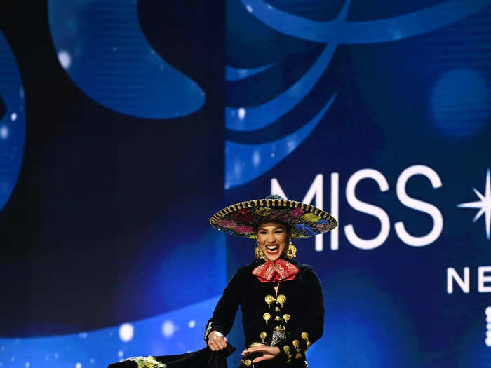 Miss Mexico Irma Cristina Miranda Valenzuela put a sparkly spin on a traditional dress.