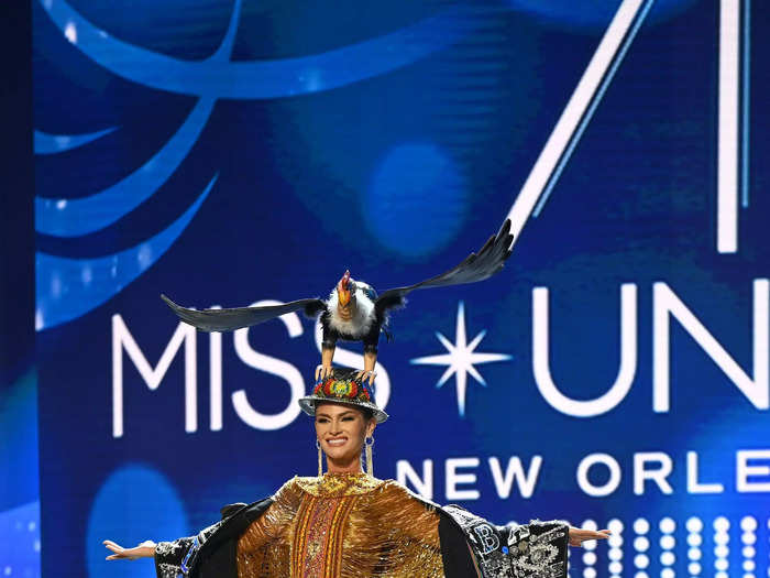 Miss Bolivia Maria Camila Sanabria Pereyra sparkled in a national costume that was covered in silver and gold.