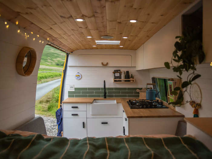 The van has an off-grid electrical system that