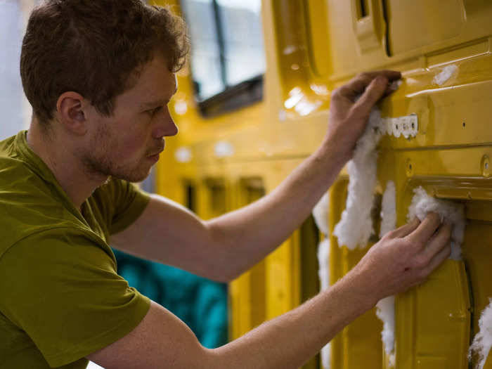 Converting the van was not an easy task: It was empty, with no insulation, electricity, and water supply.