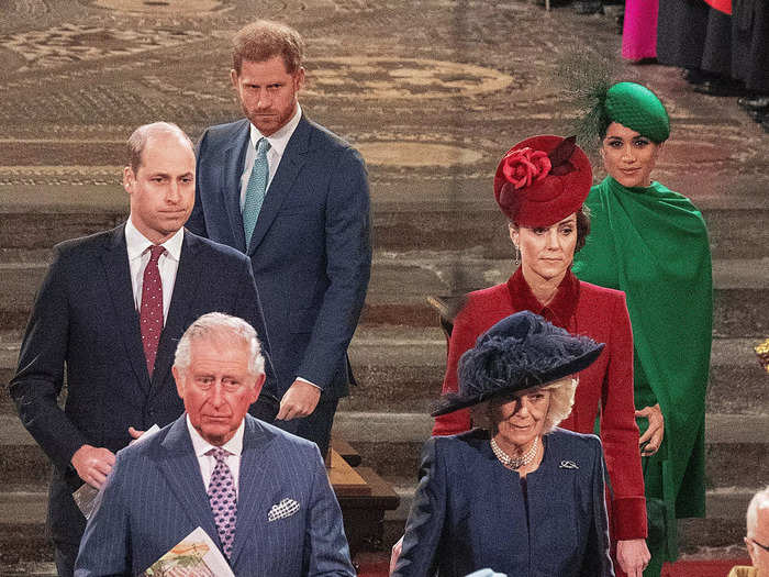 March 2020: The royal family attended the Commonwealth Day service at Westminster Abbey. Harry later said he felt "distant" from his family at the event.