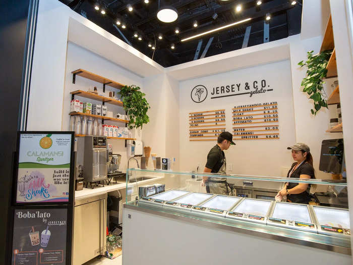 Five stores local to the surrounding area — like a cookie and a gelato shop — lined a small walkway by the entrance of the departure hall.