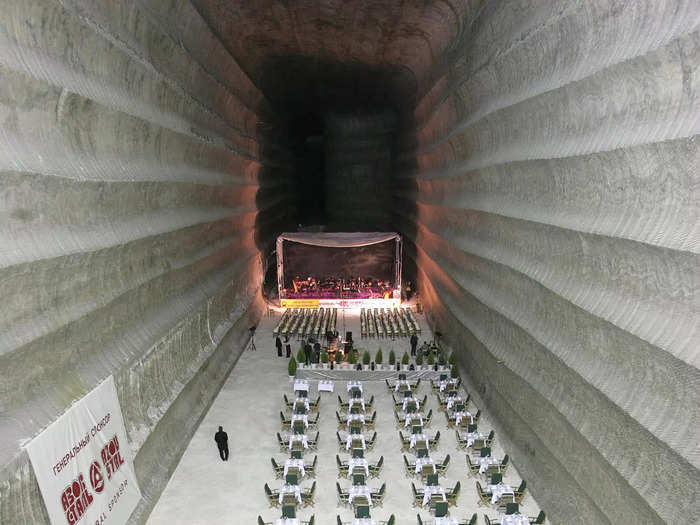 The salt mine reaches a depth of around 1,000 feet.