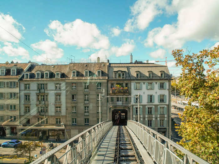 The Polybahn was much like a train, except the rails went up and down, giving me elevated views of the buildings around me.