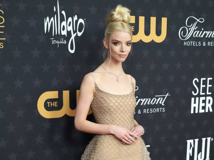 Anya Taylor-Joy wore a Dior gown with a sheer skirt and completed the look with a voluminous updo.