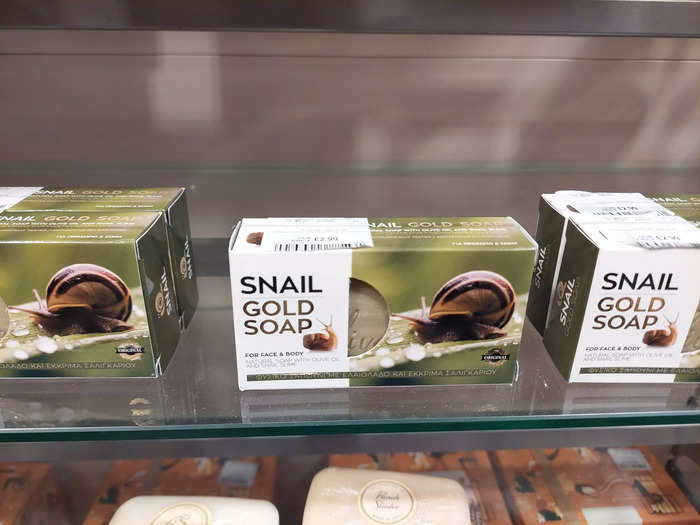 But we spotted some odd products, like this snail soap ...