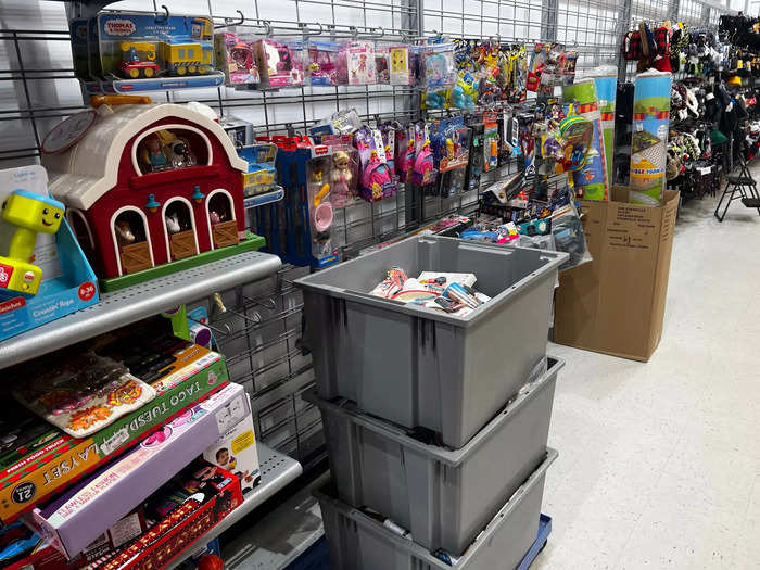 The US store had restocking bins standing throughout the store, but those were typically pushed well enough to the side so as not to interrupt shopping.