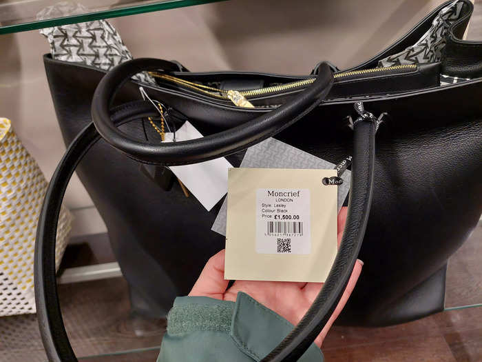 There did appear to be some great savings in the UK store. This Moncrief bag was labeled with a recommended retail price of £1,500 ($1,830), but was on sale for £249.99 ($305).
