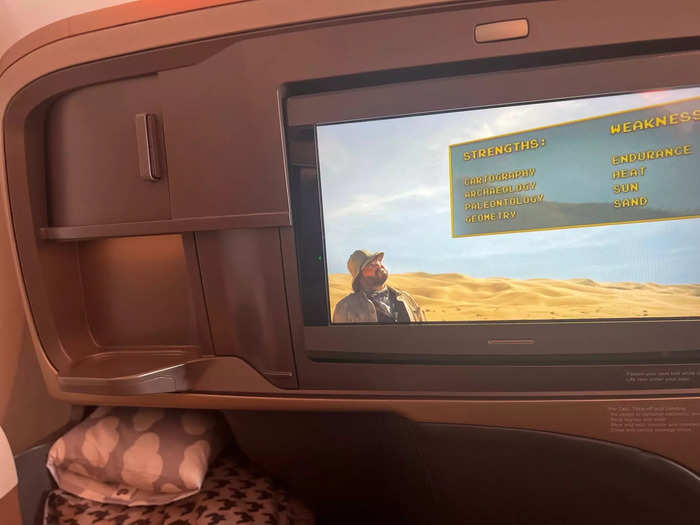 During lunch, I watched Jumanji: The Next Level, which is one of the hundreds of entertainment options that passengers can choose from.