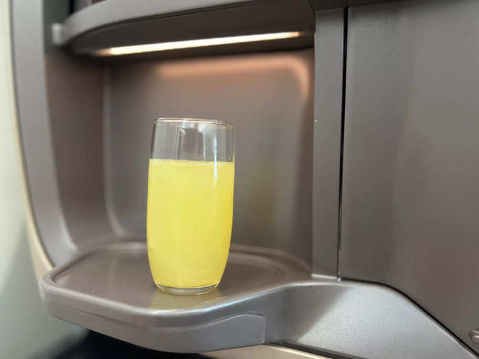 Before takeoff, the flight attendants — who were all very attentive — brought me a mimosa and took my lunch order.