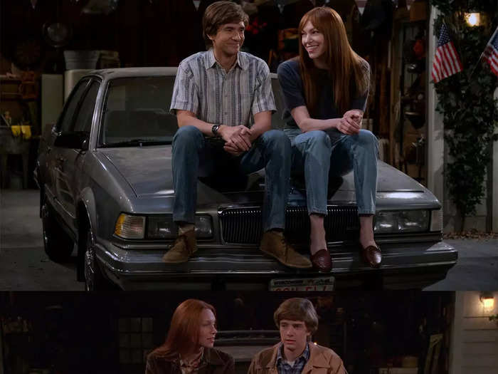 Eric and Donna have a heart-to-heart on the hood of the car, just like in the old days.