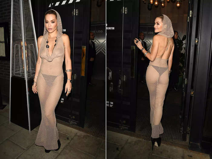 The singer wore a completely see-through dress for a friend