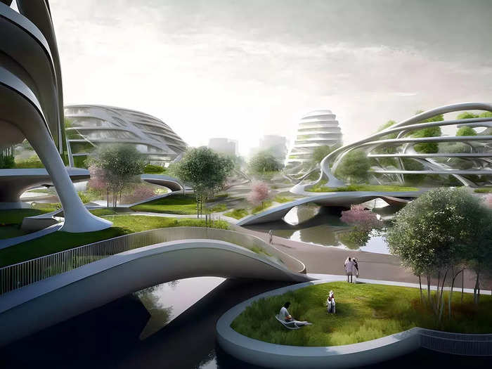 The design includes 25 acres of interconnected platforms that could house up to 50,000 people.