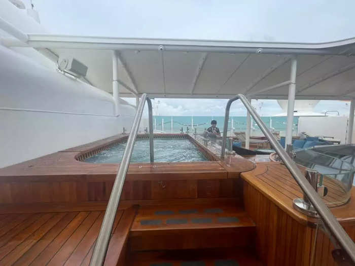 The private deck has hot tubs and amenities for concierge guests only.