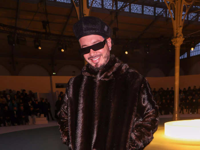 J Balvin wore a coordinating set to the Amiri menswear show.