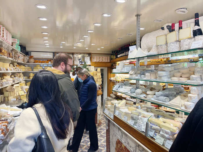 When I visited, the small boutique was teeming with customers admiring and sampling various cheeses.