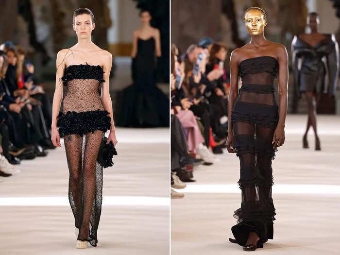 Lastly, the fashion house embraced daring fashion with a couple of see-through looks.