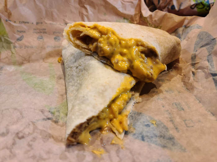 9. Cheesy bean-and-rice burrito