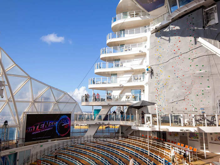 Like other decks, there were plenty of open-air family activities from the carousel that grounded the neighborhood to the two large rock climbing walls.