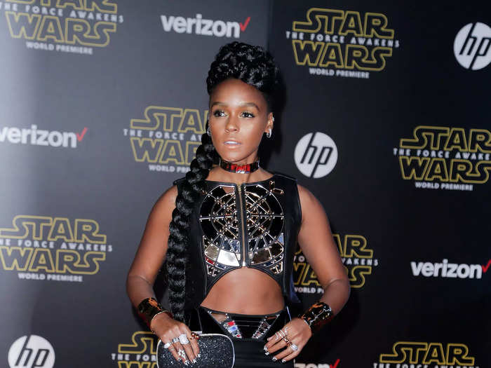 Monáe dressed on theme for the December 2015 "Star Wars: The Force Awakens" film premiere.