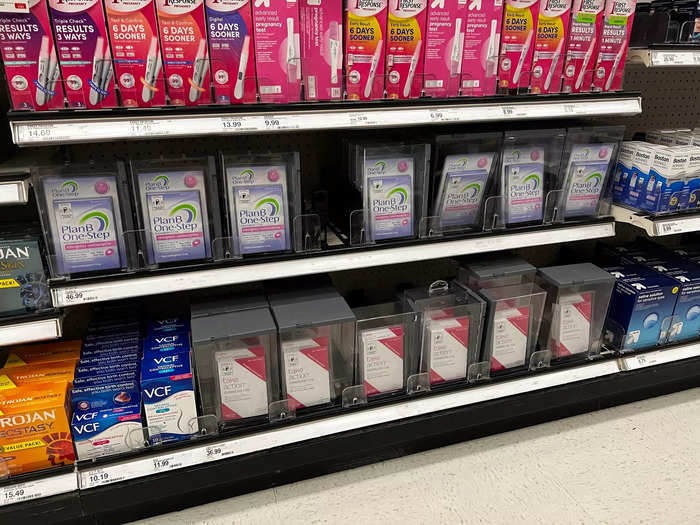 Most personal care items were available on the shelf at Target, but Plan B emergency contraceptive pills were placed in security boxes.