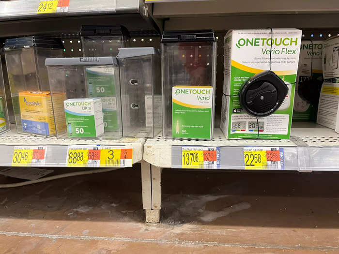 The store also locked a plethora of items in plastic boxes, requiring them to be removed at check out.