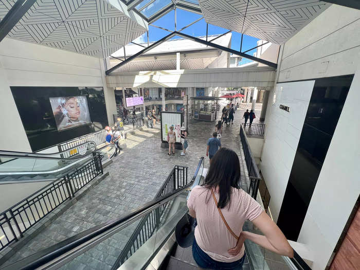 The mall has four levels that are full of shops, restaurants, and entertainment.