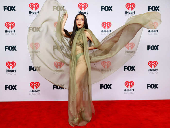 Doja Cat wore a completely sheer gown and matching underwear to the 2021 iHeart Music Awards.