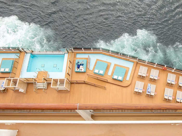 But this deck wasn’t the only option for pool-side lounging. The ship also had a more peaceful 0.33-mile walkway with pools, lounge chairs, and daybeds.