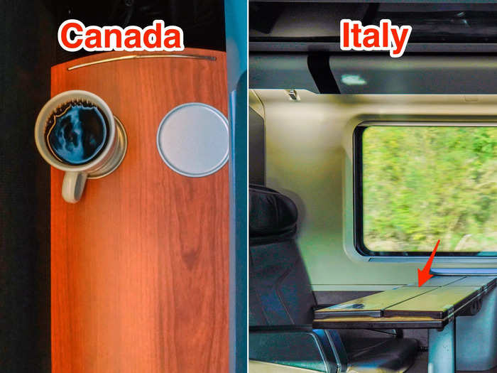 In Canada, my seat also came with a side table next to the window. My seat in Italy did not.