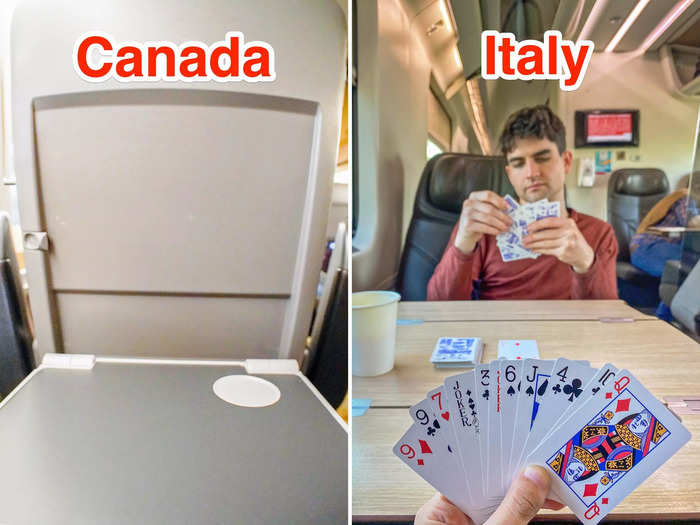 Both seats came with tray tables, but the table onboard Trenitalia was larger.