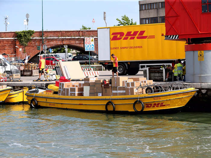 In Venice, Italy, boats are the fastest way to get around by far — and that includes package delivery. Traveling by boat is essential to avoid the tourist-jammed streets.