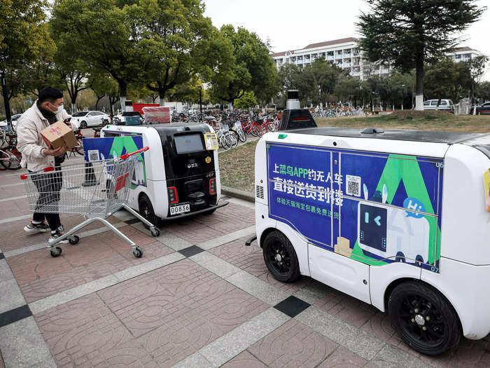 There are also many different package pickup schemes in play in China like these autonomous lockers from Alibaba