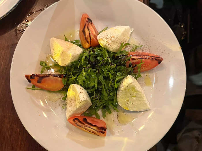 Our starter was a Caprese salad. It tasted good, but didn