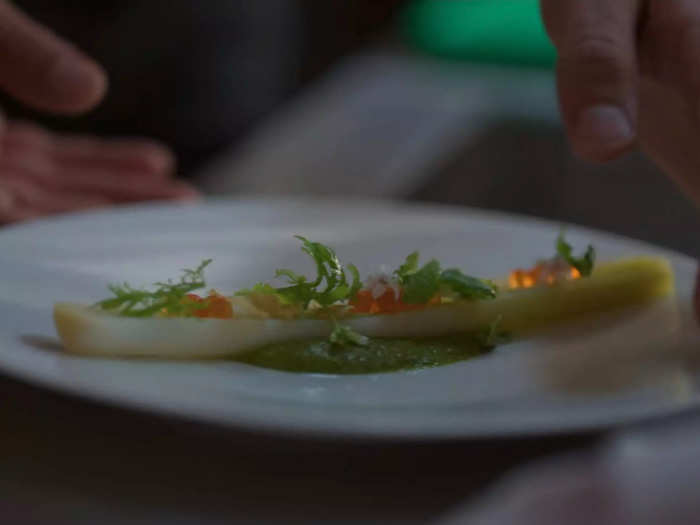 Starters that Gabriel serves in "Emily in Paris," such as this leek dish from season two, look elegant and delicious.