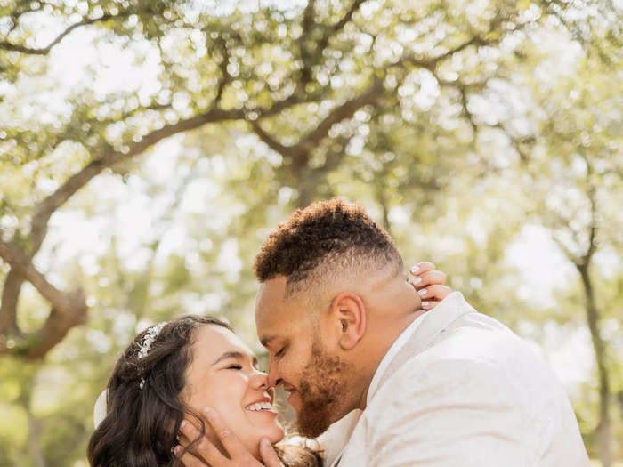 She also added a headpiece to her hair to still look bridal throughout the wedding day without her veil.