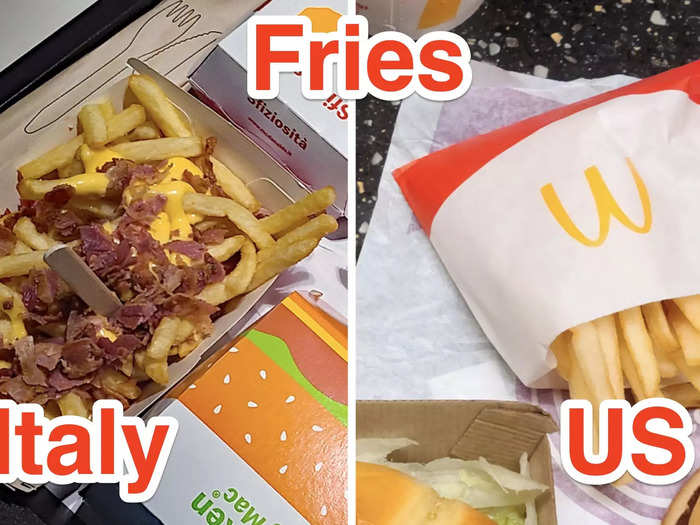 I tried the bacon-cheese fries in Italy and compared them to regular fries back home.