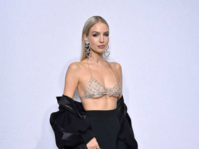 Similarly, Leonie Hanne wore a chain-mail bra at Elie Saab