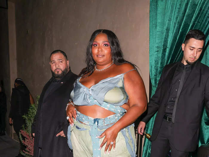 On January 13, Lizzo wore a sleeveless top made partially from denim belts.