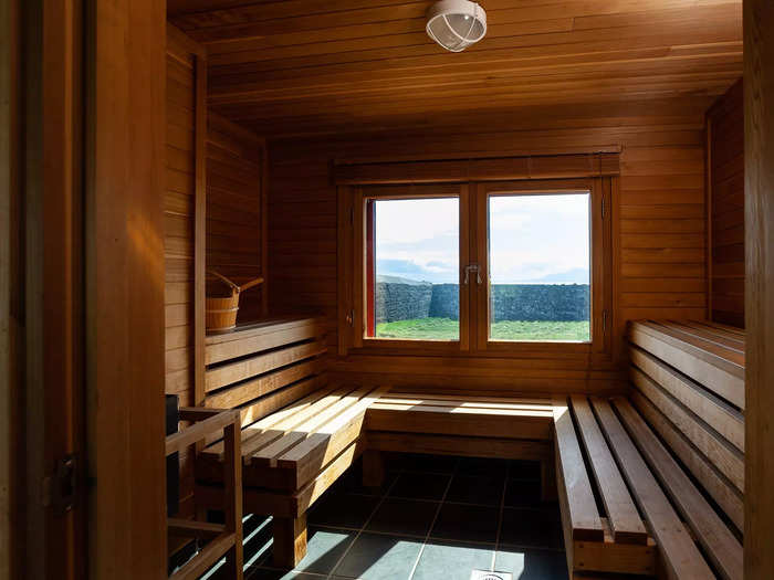 The owner converted an outhouse building on the lighthouse grounds into a luxury sauna.