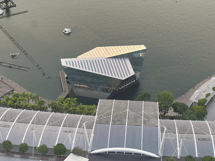 There is even a floating Louis Vuitton "island" store sitting in the water — a symbol of the wealth and luxury that sits within MBS and Singapore.