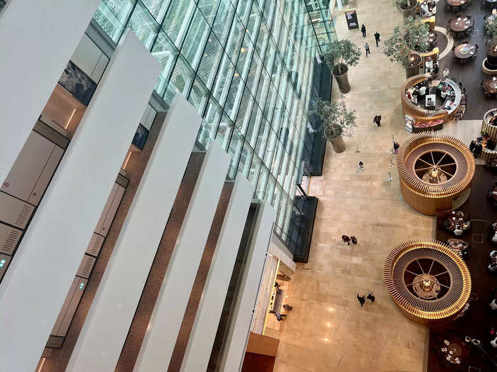 We got out on floor 10, and it was cool looking down at all the plants and decor below.