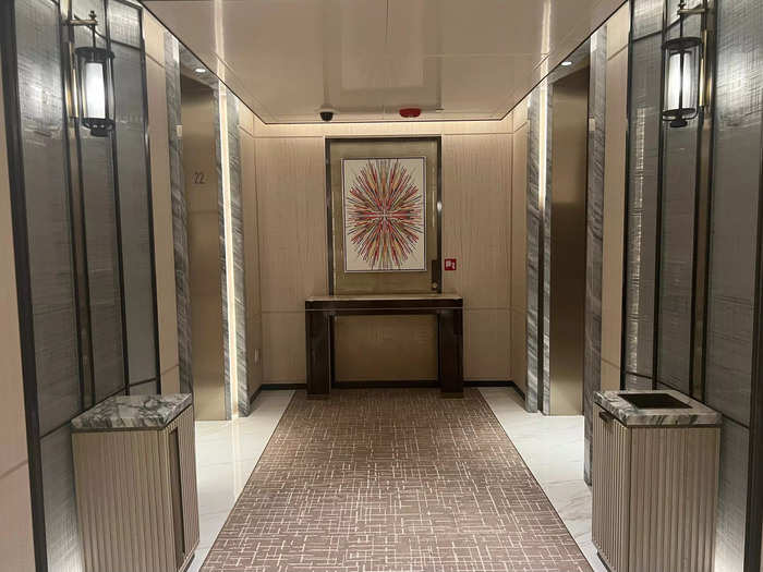 When heading to the rooms, there are several sets of elevators, which are being upgraded with a new elegant interior, Wang explained.