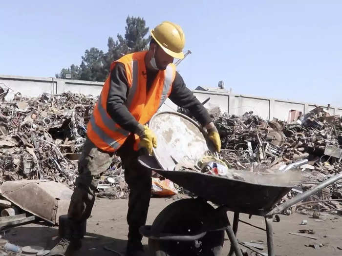 Scrap metals are then melted down at steel mills.