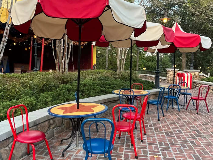 The area near Storybook Circus was pretty quiet and filled with empty tables.