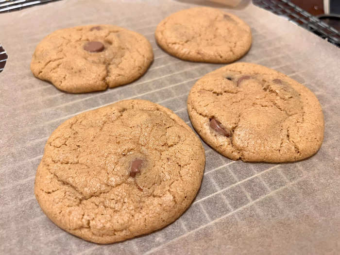 I took the cookies out once they started to turn golden brown.