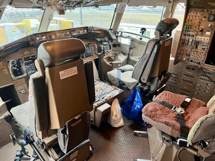 Once parked, the mechanics and pilots will talk about any action or work the aircraft needs. During our tour, the 767 was considered "green" upon landing, meaning it was good to go.