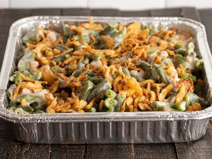 Green-bean casserole is a sea of creamy, mushy confusion.