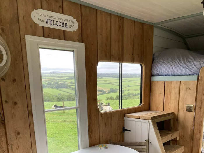 He said he covered the trailer in wood paneling because he wanted it to have a "rustic" feel that would suit its rural surroundings.